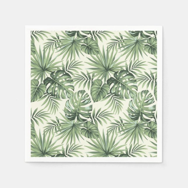 Green Tropical Palm Blätter Muster Serviette (Vorderseite)