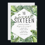 Green Tropical Palm Blätter Summer Island Sweet 16 Einladung<br><div class="desc">für jedes Ereignis anpassen</div>