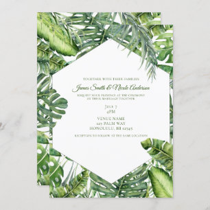 Green Tropical Palm Blätter Summer Island Wedding Einladung