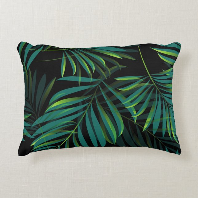 Green tropical palm leaves. Seamless pattern graph Dekokissen (Vorderseite)