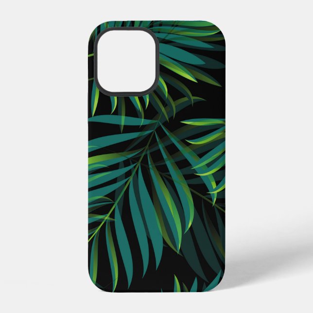Green tropical palm leaves. Seamless pattern graph iPhone Hülle (Rückseite)