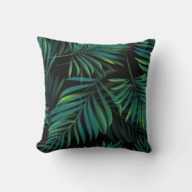 Green tropical palm leaves. Seamless pattern graph Kissen (Vorderseite)