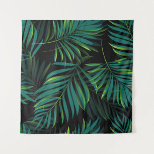 Green tropical palm leaves. Seamless pattern graph Wandteppich