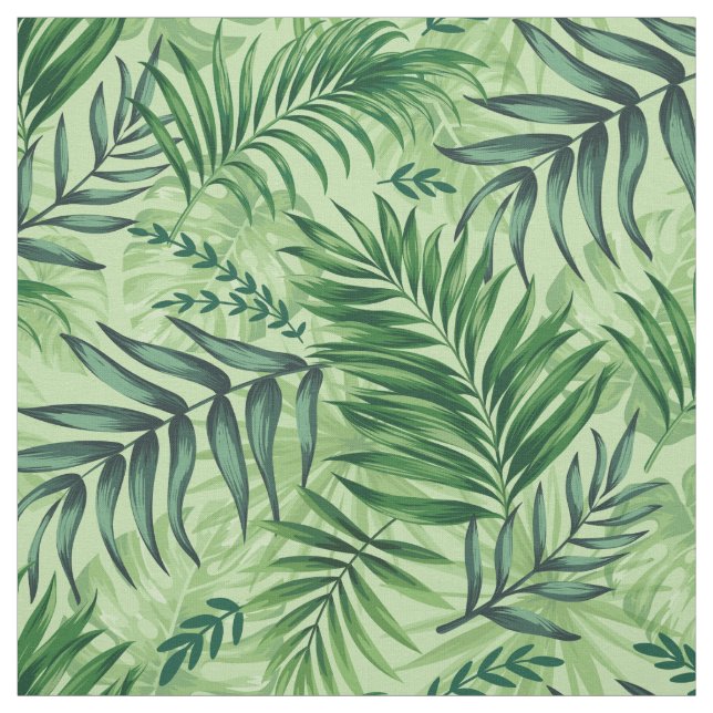 Green Tropical Palm & Monstera Blätter Stoff (Muster)