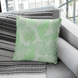 Green Tropical Simple Palm Blätter Kissen