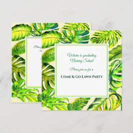 Green Tropical Watercolor Blätter Abschluss Einladung