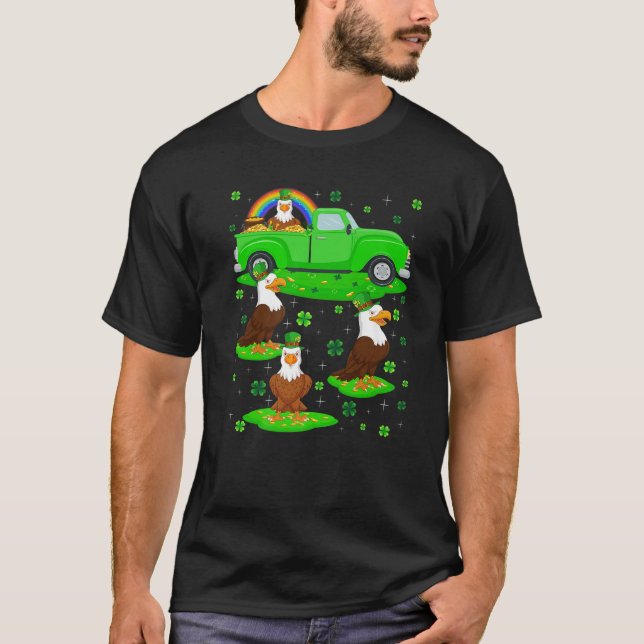 Green Truck Leprechaun Hat Bald Eagle Bird St. Pat T-Shirt (Vorderseite)