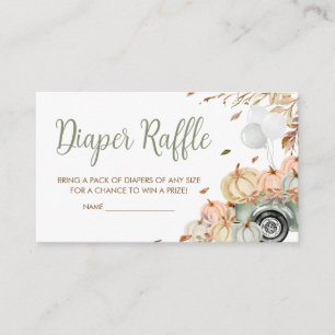 Green Truck Pumpkin Baby Dusche Windel Raffle Begleitkarte