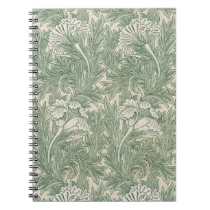 Green Tulips William Morris Spiral Notebook Notizblock