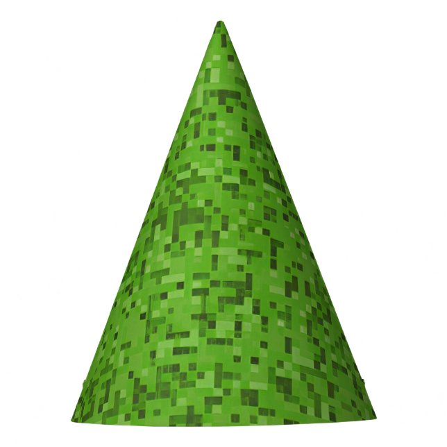 Green Turf Pixel Party Hat Partyhütchen (Vorderseite)