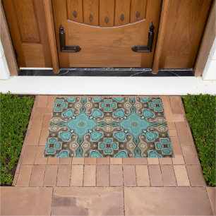 Green Türkise Brown Angesagt Orient Bali Art Motif Fußmatte