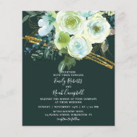 Green Turquoise Floral Gold Glitzer Hochzeit