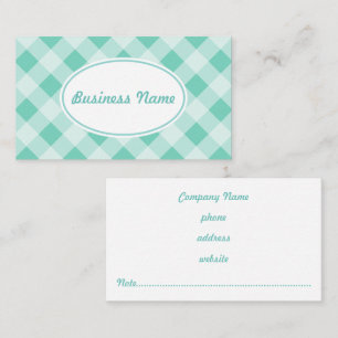 Green Turquoise Gingham Business Card Visitenkarte