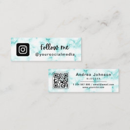 Green Turquoise Marble Instagramm folgen QR-Code Mini Visitenkarte