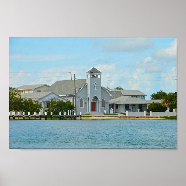 Green Turtle Cay Church, die Bahamas Poster (Vorne)