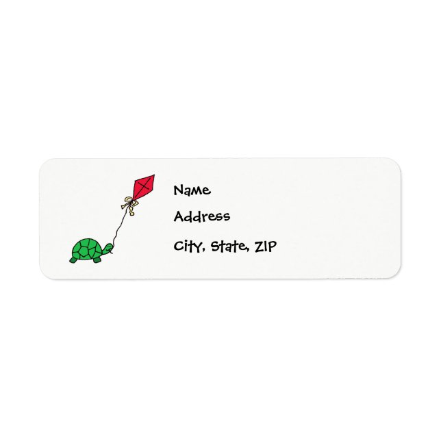 Green Turtle Flying Red Kite Address Labels (Vorne)