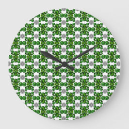 Green Turtle Pattern Große Wanduhr