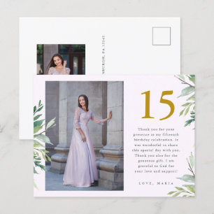 Green Two Foto Quinceanera Blush Vielen Dank Postkarte