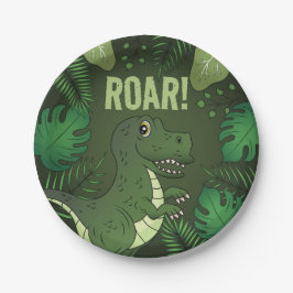 Green Tyrannosaurus Rex T-rex Tropical Birthday Pappteller