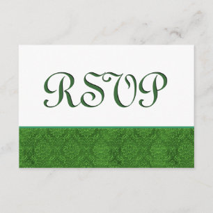 Green UAWG Damask Wedding C103 RSVP Karte