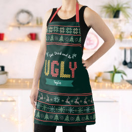 Green Ugg Christmas Sweater Nordic Strick Name hin Schürze