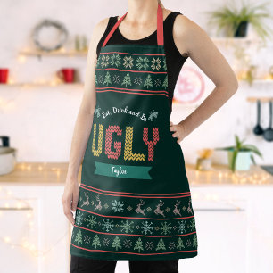 Green Ugg Christmas Sweater Nordic Strick Name hin Schürze