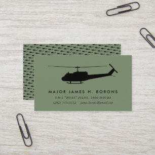 Green UH-1 Huey Pilot Business Card mit Muster Visitenkarte