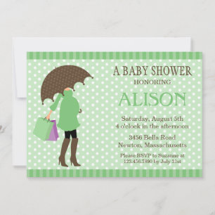 Green Umbrella Baby Dusche Einladung
