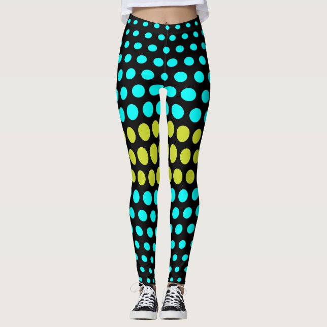 Green und Aqua Polka Dot Pattern Leggings (Vorderseite)
