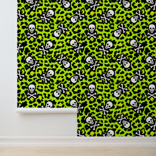 Green und Black 80er Punk Rock Leopard Print Tapete