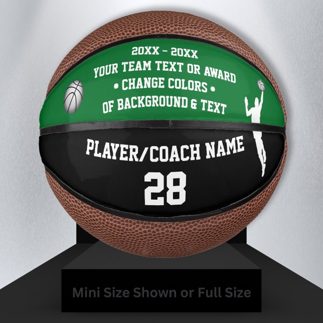 Green und Black Basketball, PERSONALISIERT für Ihn Mini Basketball (Personalized Mini Basketballs. Green and Black Basketball. Senior Night Basketball Gifts, for Boys. )