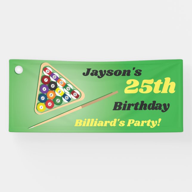 Green und Black Billiard Pool Party Banner (Horizontal)