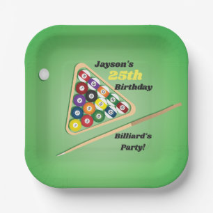 Green und Black Billiard Pool Party Pappteller