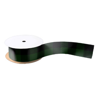 Green und Black Buffalo Kariert Gemustert Satinband
