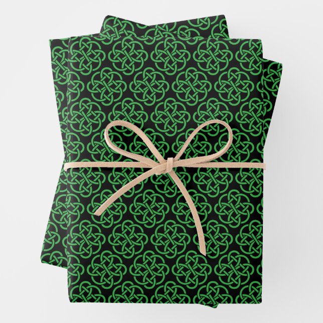 Green und Black Celtic Shield Knot Geschenkpapier Set (Beispiel)