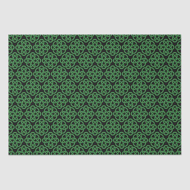 Green und Black Celtic Shield Knot Seidenpapier (Vorderseite)