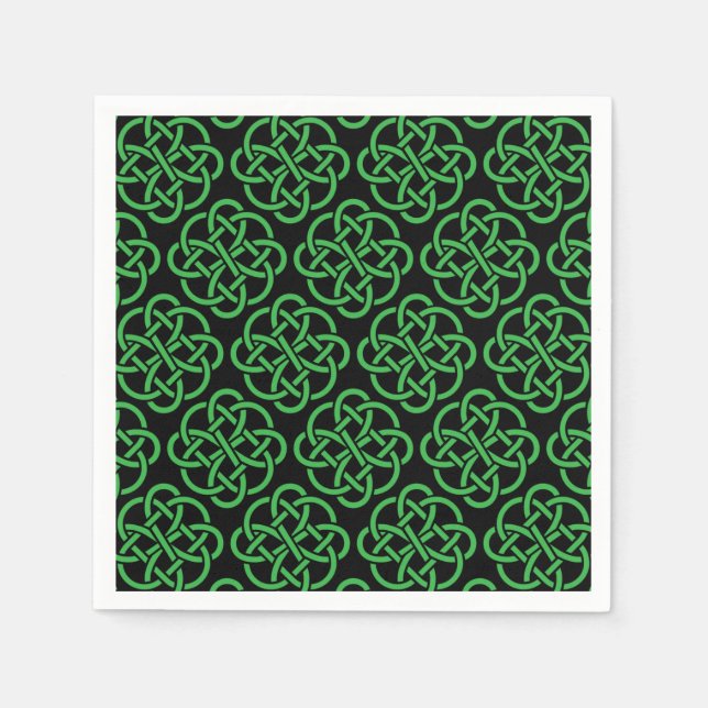Green und Black Celtic Shield Knot Serviette (Vorderseite)