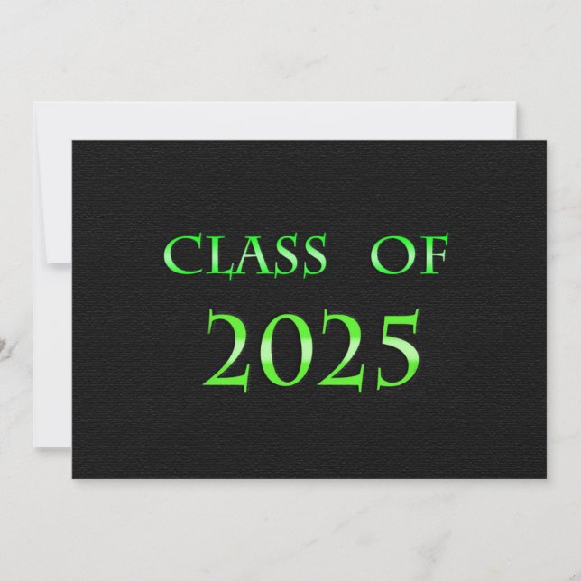 Green und Black Class of 2025 Card Einladung (Vorderseite)