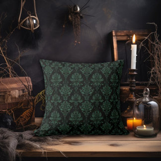 Green und Black Damask Kissen