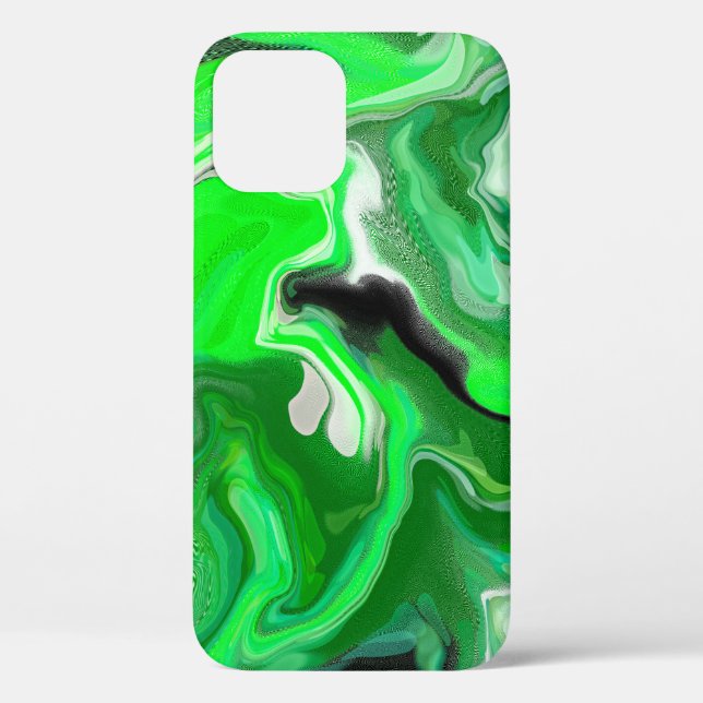 Green und Black Digital Fluid Art Pour Painting Case-Mate iPhone Hülle (Rückseite)