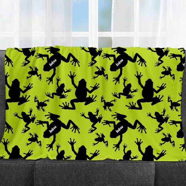 Green und Black Frog Pattern Kids Fleecedecke (Von Creator hochgeladen)