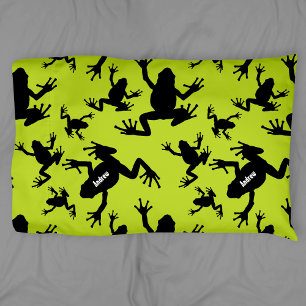 Green und Black Frog Pattern Kids Kissenbezug