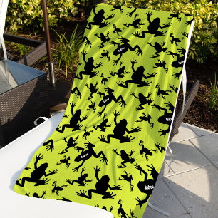 Green und Black Frog Pattern Kids Strandtuch