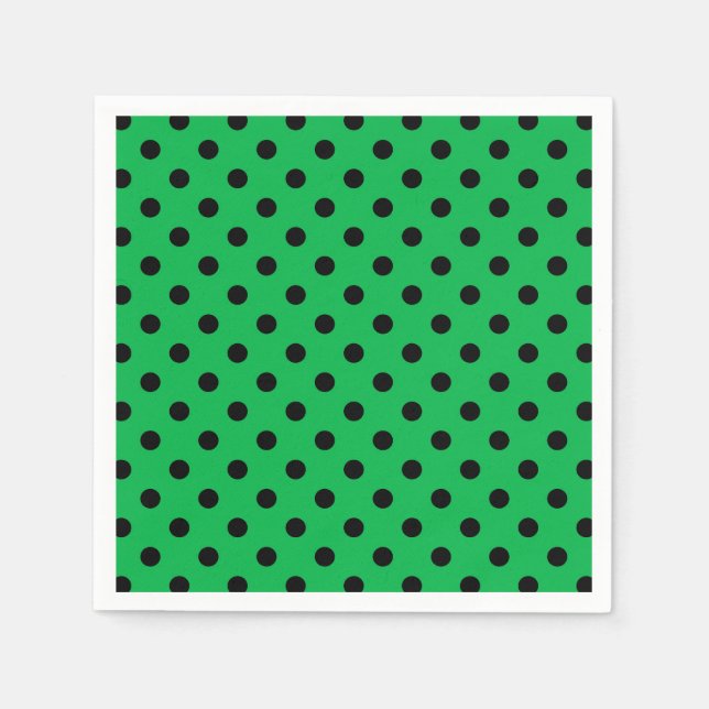 Green und Black Polka Dots Serviette (Vorderseite)