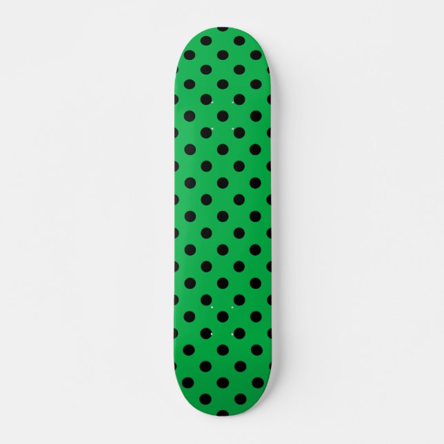 Green und Black Polka Dots Skateboard (Vorne)