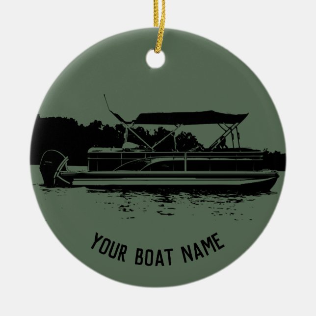 Green und Black Pontoon Boat Ornament (Vorne)