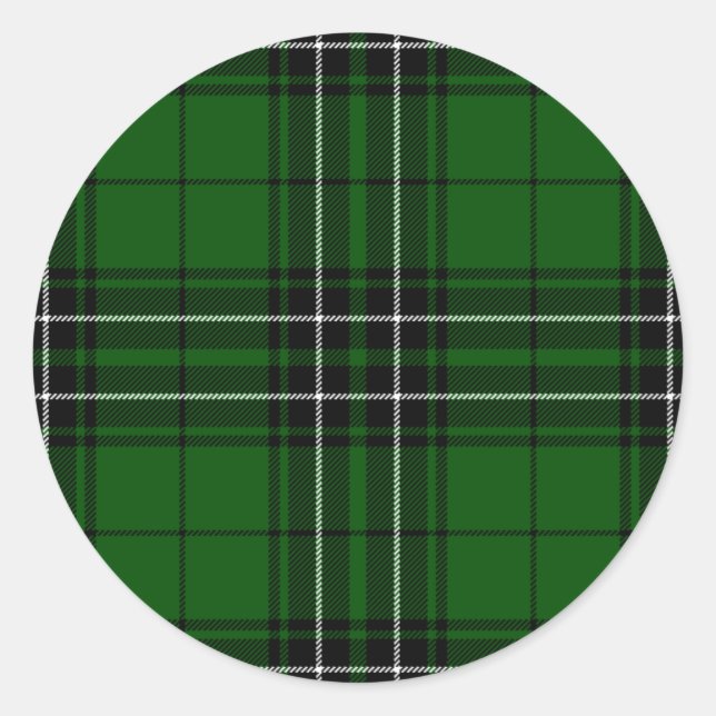 Green und Black Scottish Clan MacLean Tartan Runder Aufkleber (Vorderseite)