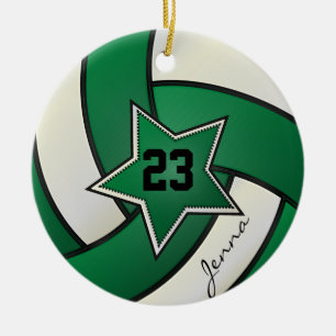 Green und Black Star Volleyball Keramikornament