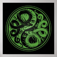 Green und Black Yin Yang chinesische Drachen