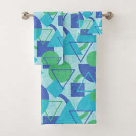 Green und Blue Abstract Design Badhandtuch Set
